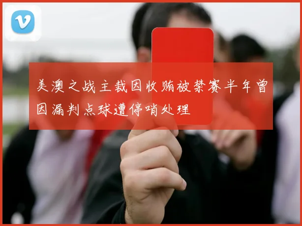 美澳之战主裁因收贿被禁赛半年曾因漏判点球遭停哨处理